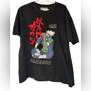 Vintage Naruto Shippuden Black Graphic T-Shirt Kakashi 2007